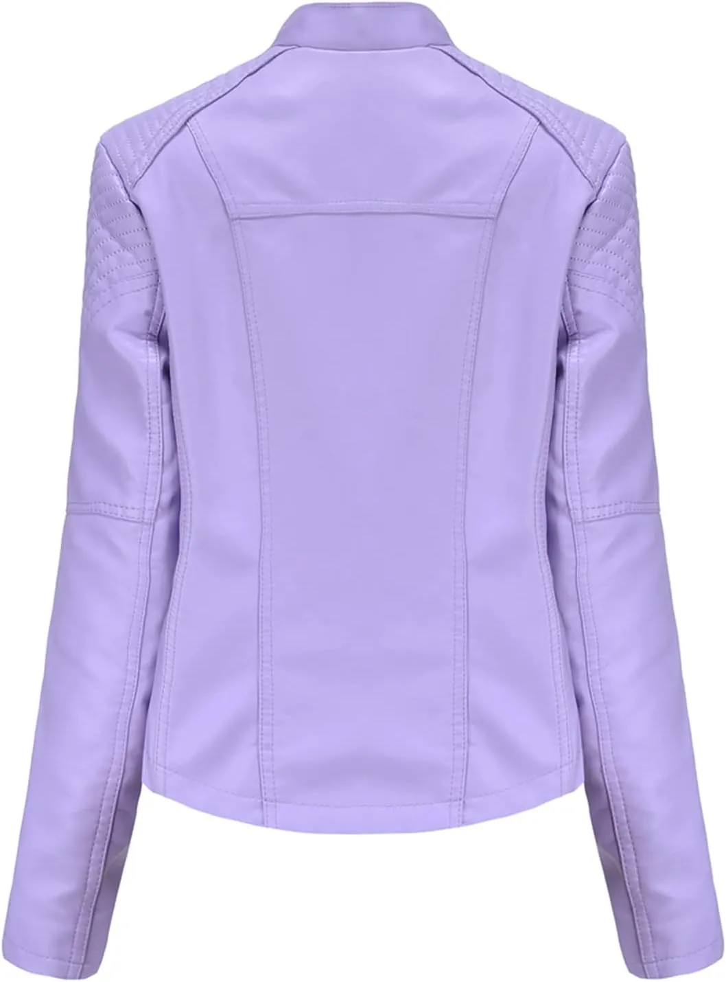 Lu's Chic Women's Motorcycle Jacket Fashion Dressy Vegan Leather Biker Coat Light Slim Fit Crop Blazer Moto Jacket