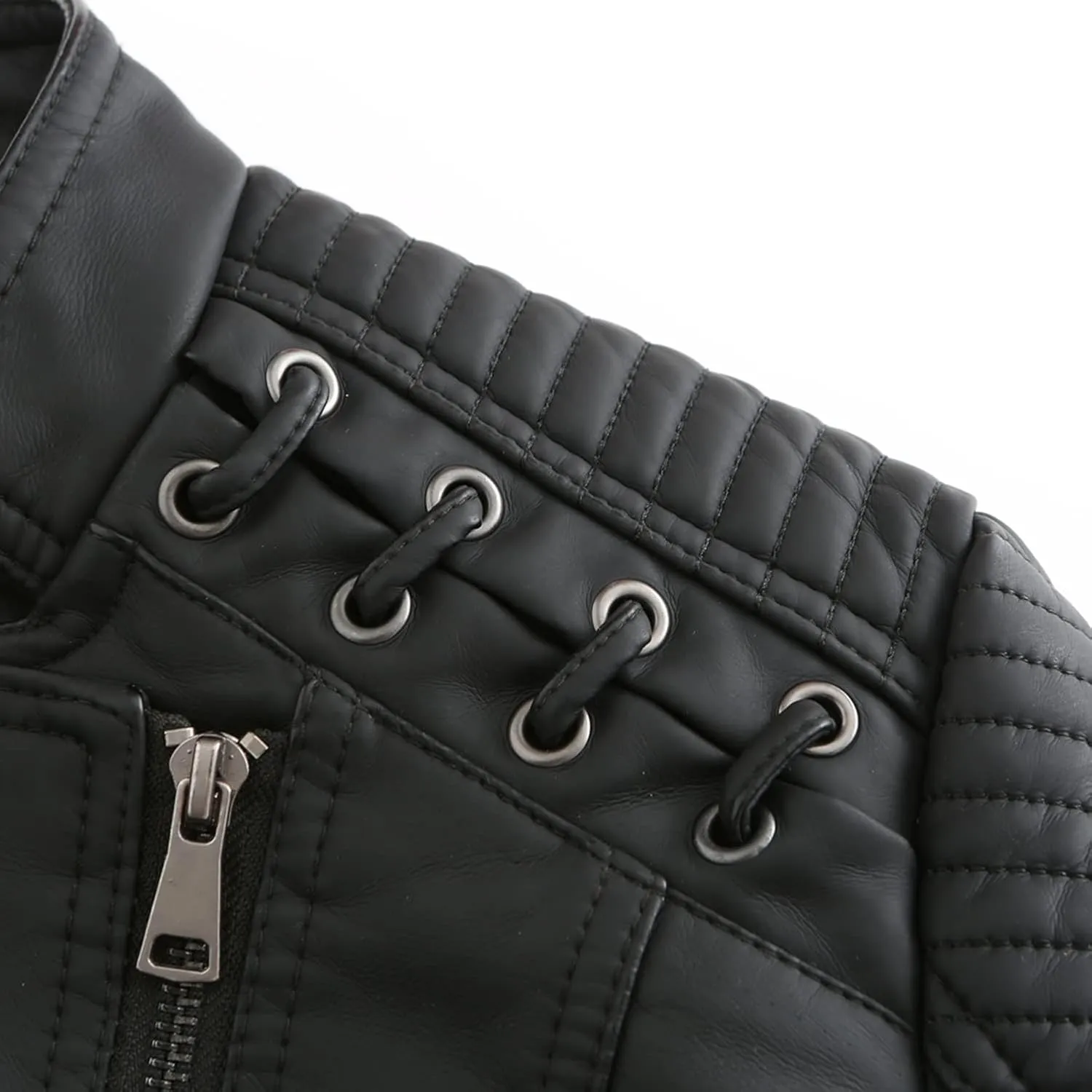Lu's Chic Women's Motorcycle Jacket Fashion Dressy Vegan Leather Biker Coat Light Slim Fit Crop Blazer Moto Jacket