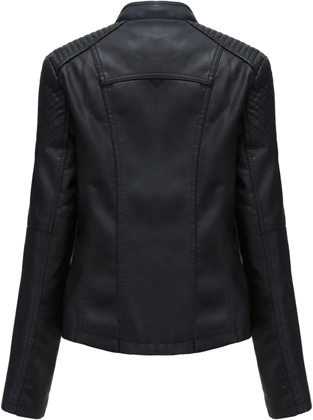 Lu's Chic Women's Motorcycle Jacket Fashion Dressy Vegan Leather Biker Coat Light Slim Fit Crop Blazer Moto Jacket