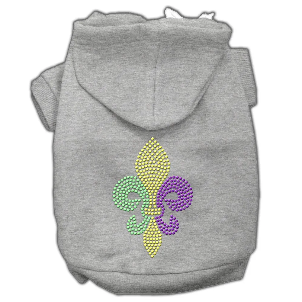 Mardi Gras Fleur De Lis Rhinestone Hoodies Grey S (10)