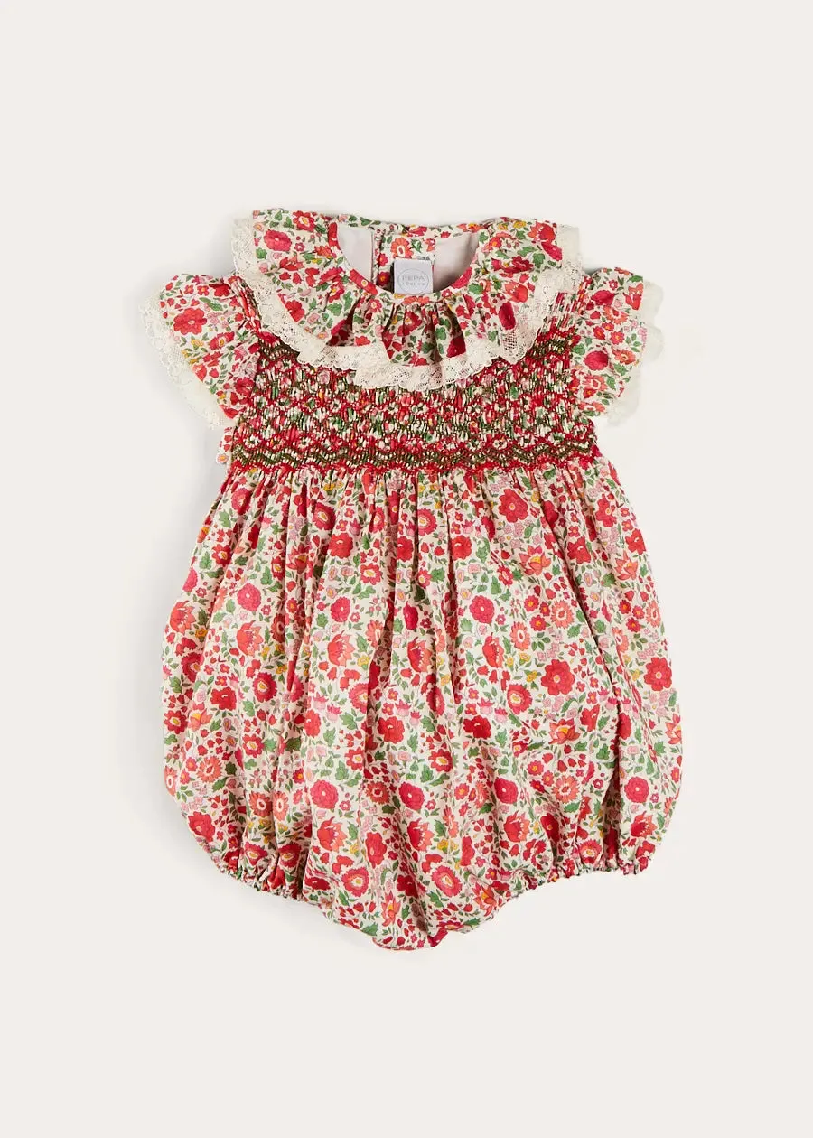 Margot Floral Romper in Red Made with Liberty Fabric (6m-2yrs)
