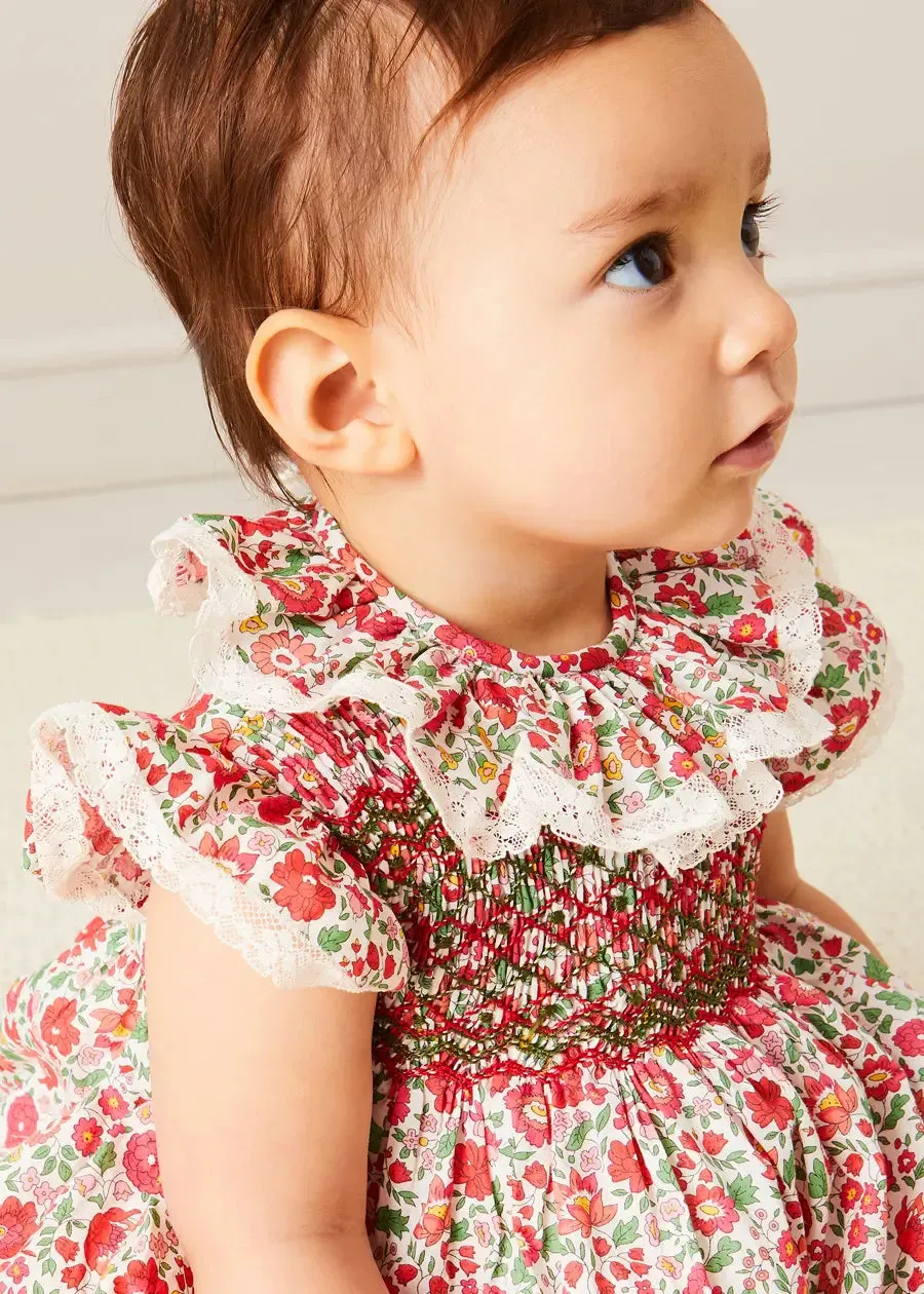 Margot Floral Romper in Red Made with Liberty Fabric (6m-2yrs)