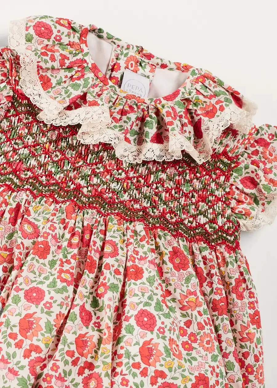 Margot Floral Romper in Red Made with Liberty Fabric (6m-2yrs)