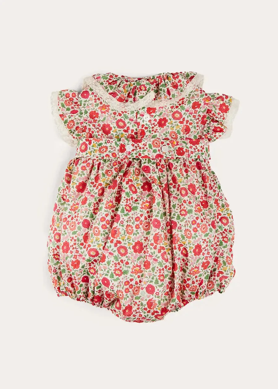 Margot Floral Romper in Red Made with Liberty Fabric (6m-2yrs)