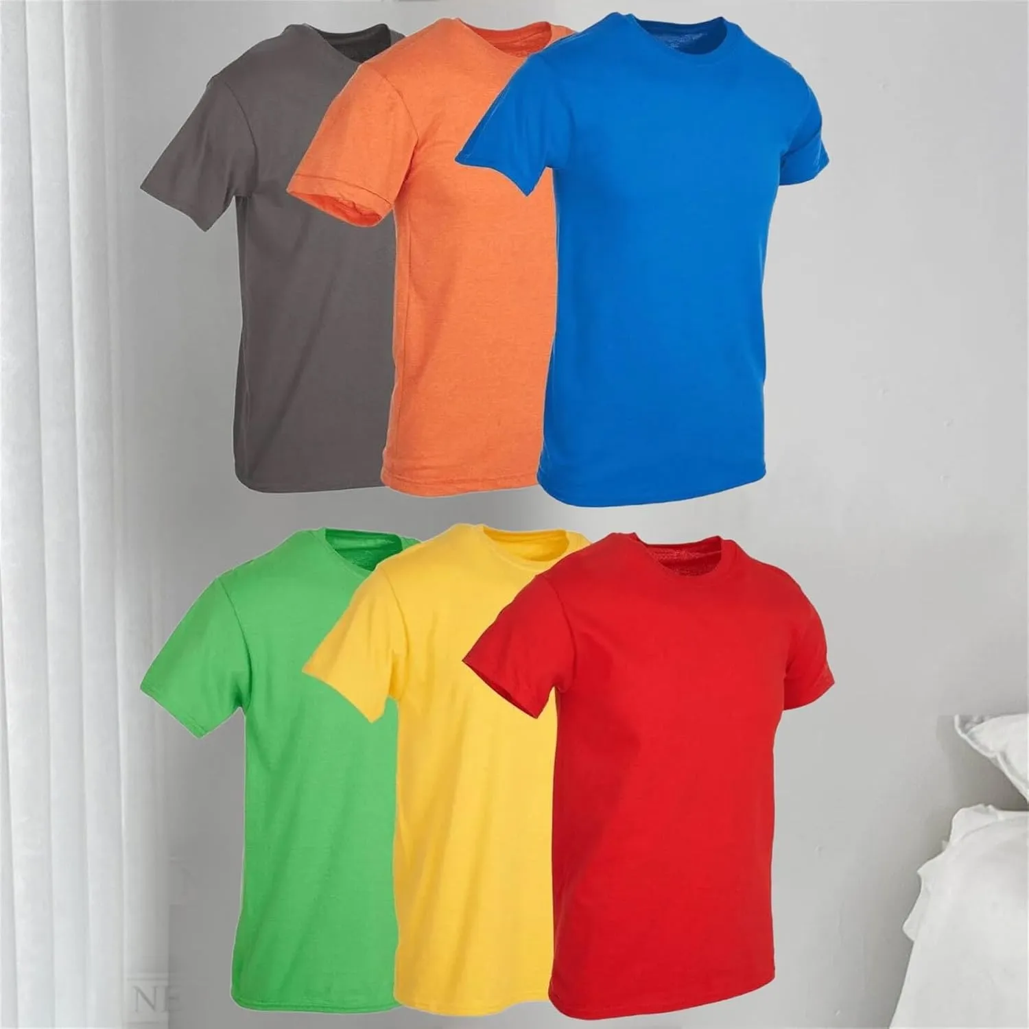 Men's 6 Pack Cotton Tshirt Plus Size Crew Neck Short Sleeve Loose Fit Soft Casual Undershirt Workout Gym Summer Active Tee