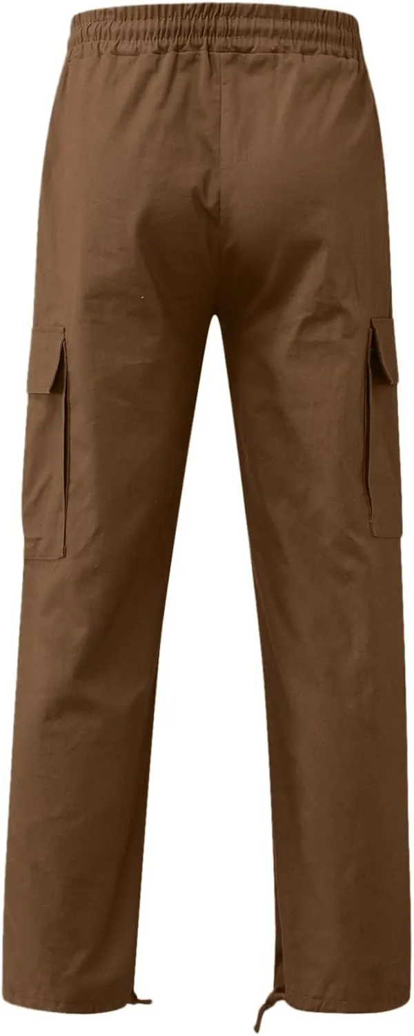 Mens Cargo Pants Relaxed Fit Big and Tall Casual Cotton Jogger Multi Pockets Outdoor Hiking Work Sweatpants