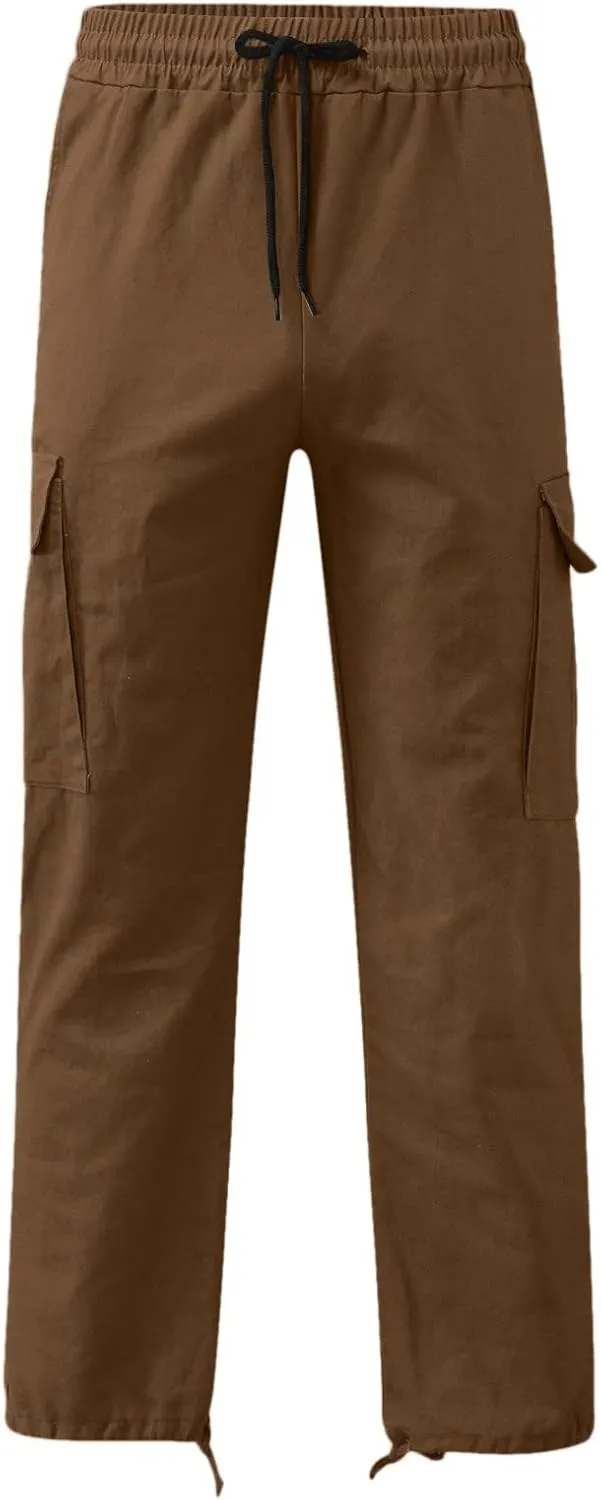 Mens Cargo Pants Relaxed Fit Big and Tall Casual Cotton Jogger Multi Pockets Outdoor Hiking Work Sweatpants
