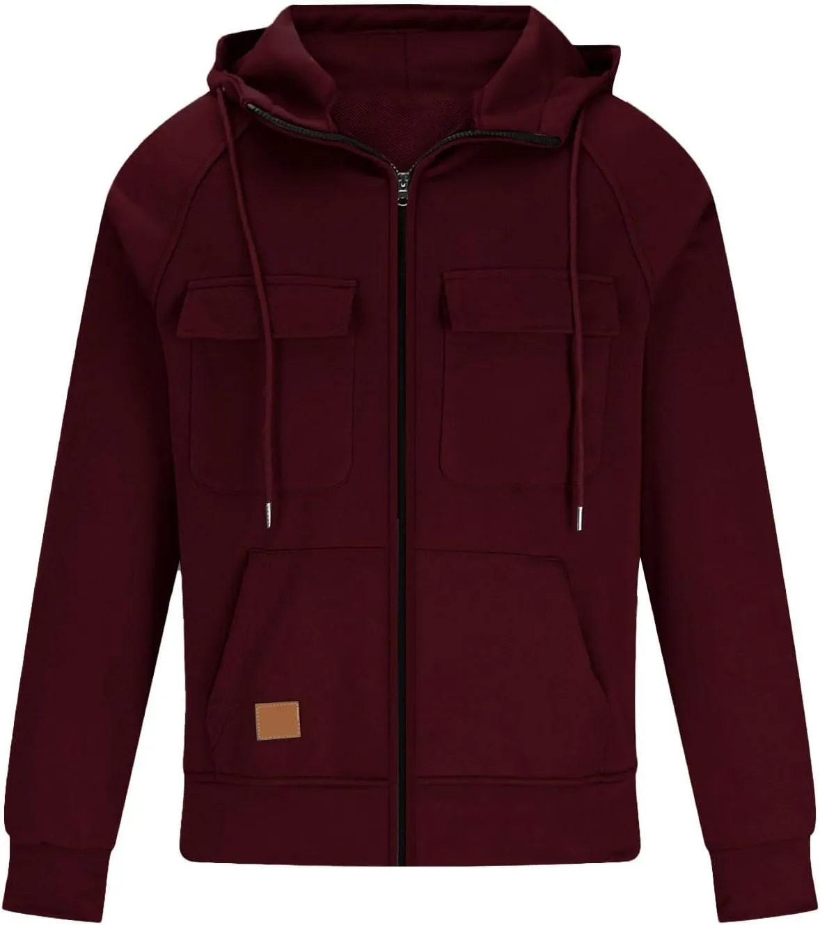 Men's Full-Zip Hoodie with Multiple Pockets, Soft Fleece, Adjustable Drawstring Hood, Casual Wear