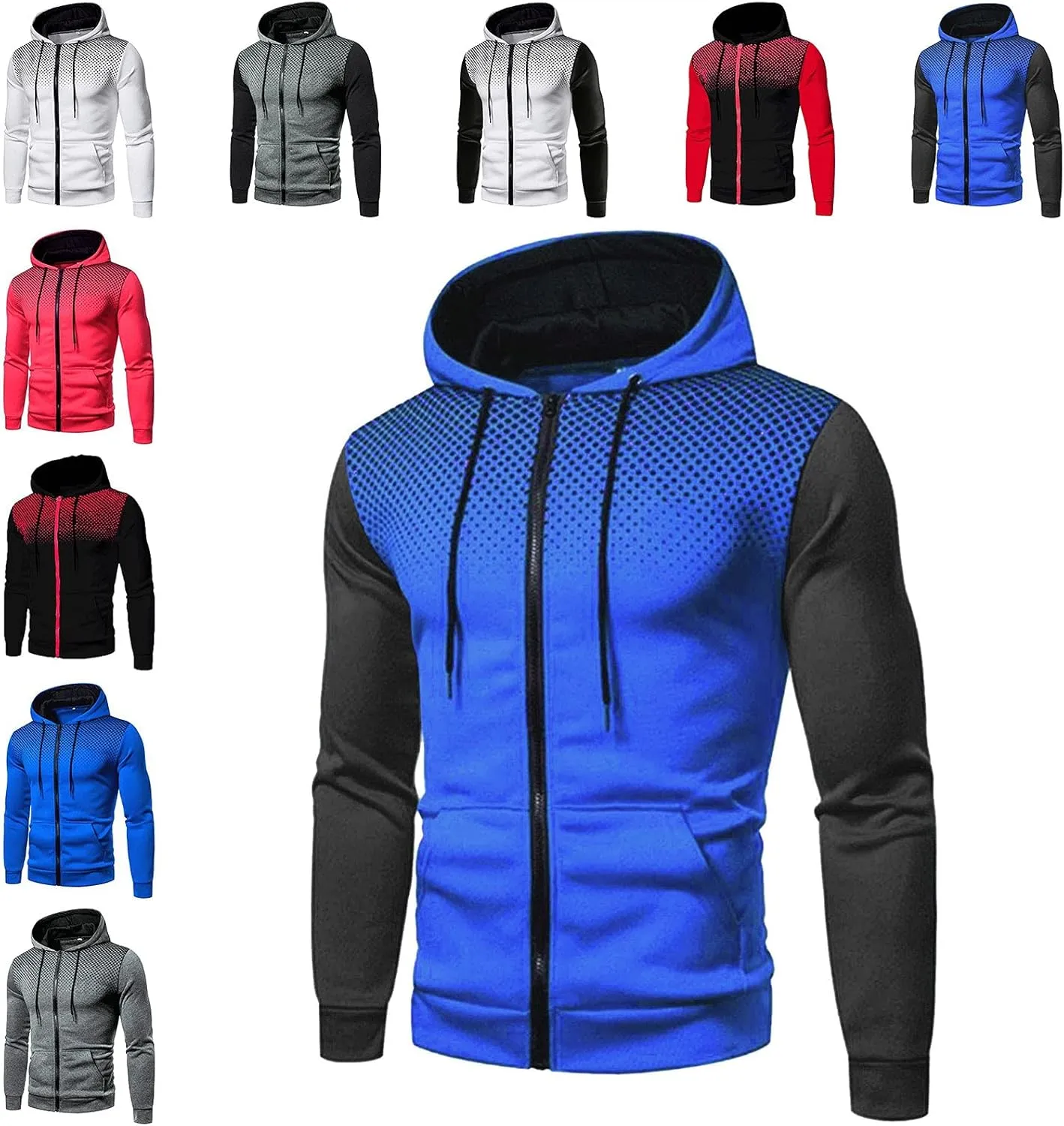 Men's Full Zip Up Hoodie Lightweight Soft Warm Hooded Sweatshirts Fashion Casual Work Active Jackets With Kanga Pocket