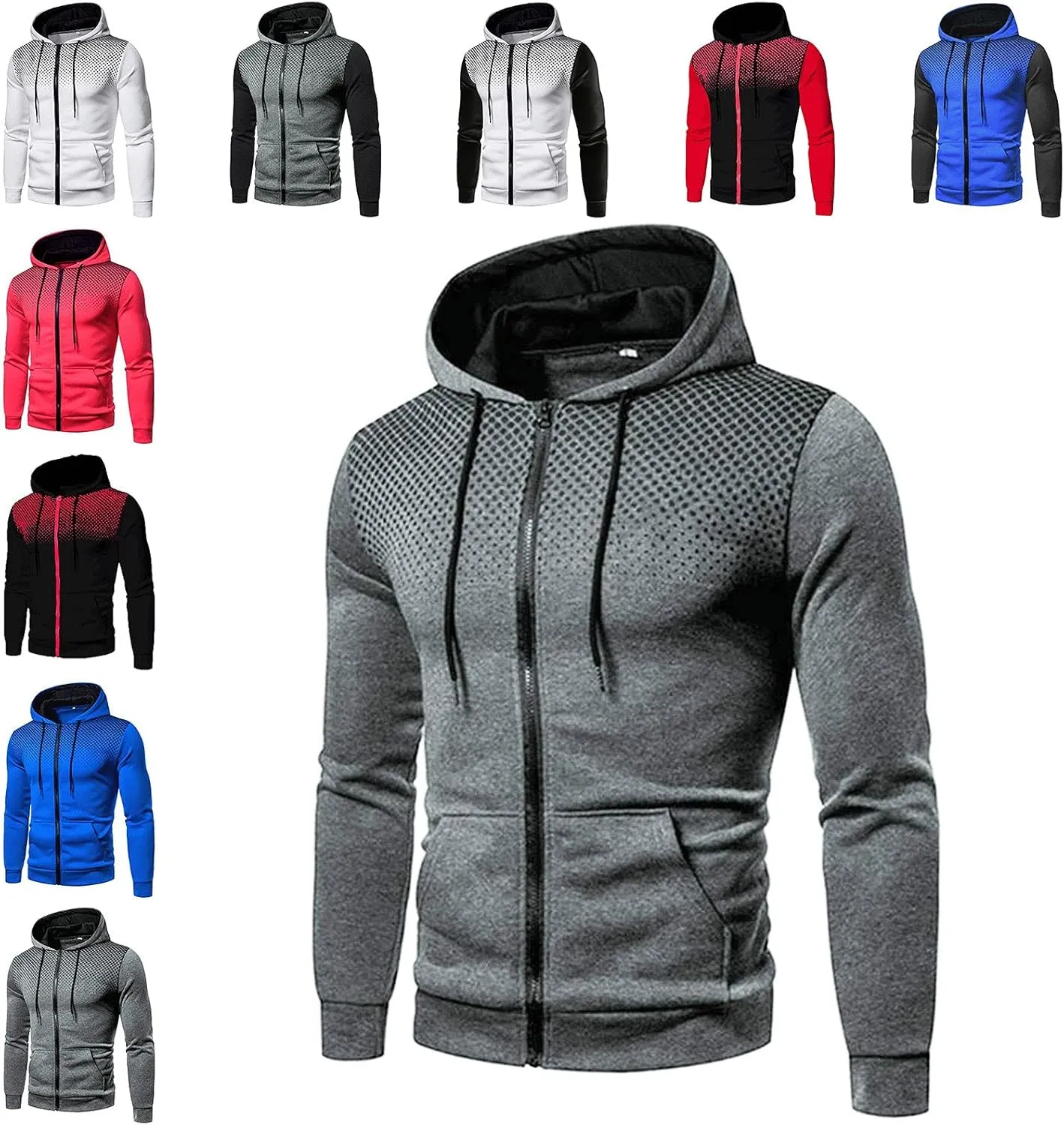 Men's Full Zip Up Hoodie Lightweight Soft Warm Hooded Sweatshirts Fashion Casual Work Active Jackets With Kanga Pocket