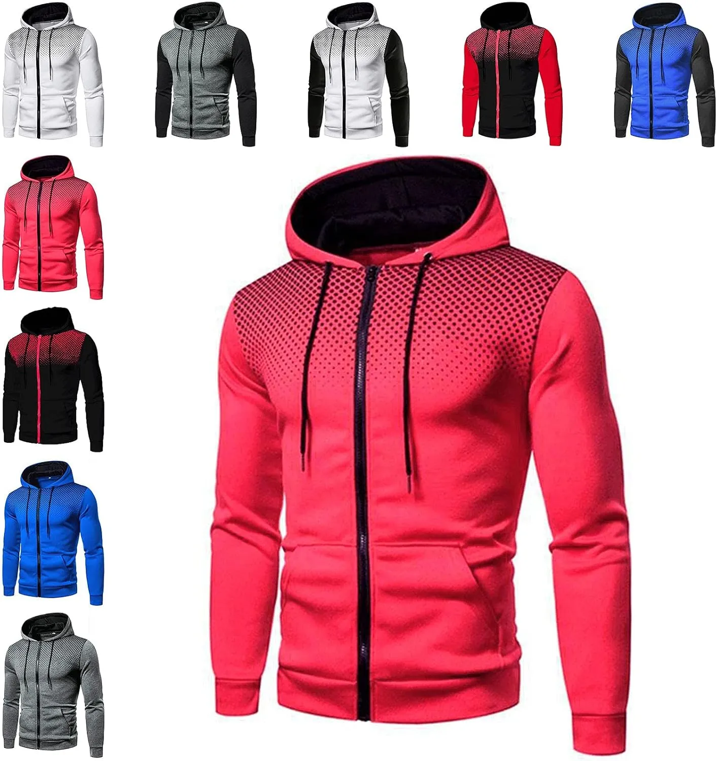 Men's Full Zip Up Hoodie Lightweight Soft Warm Hooded Sweatshirts Fashion Casual Work Active Jackets With Kanga Pocket