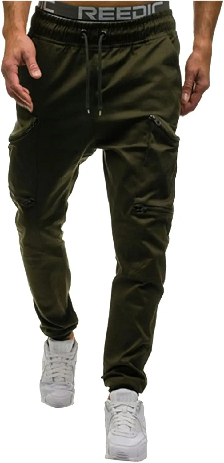 Mens Workout Cargo Sweatpants Work Pants Loose Fit Lightweight Workwear Casual Cargo Pull On Pants Mens Track Running