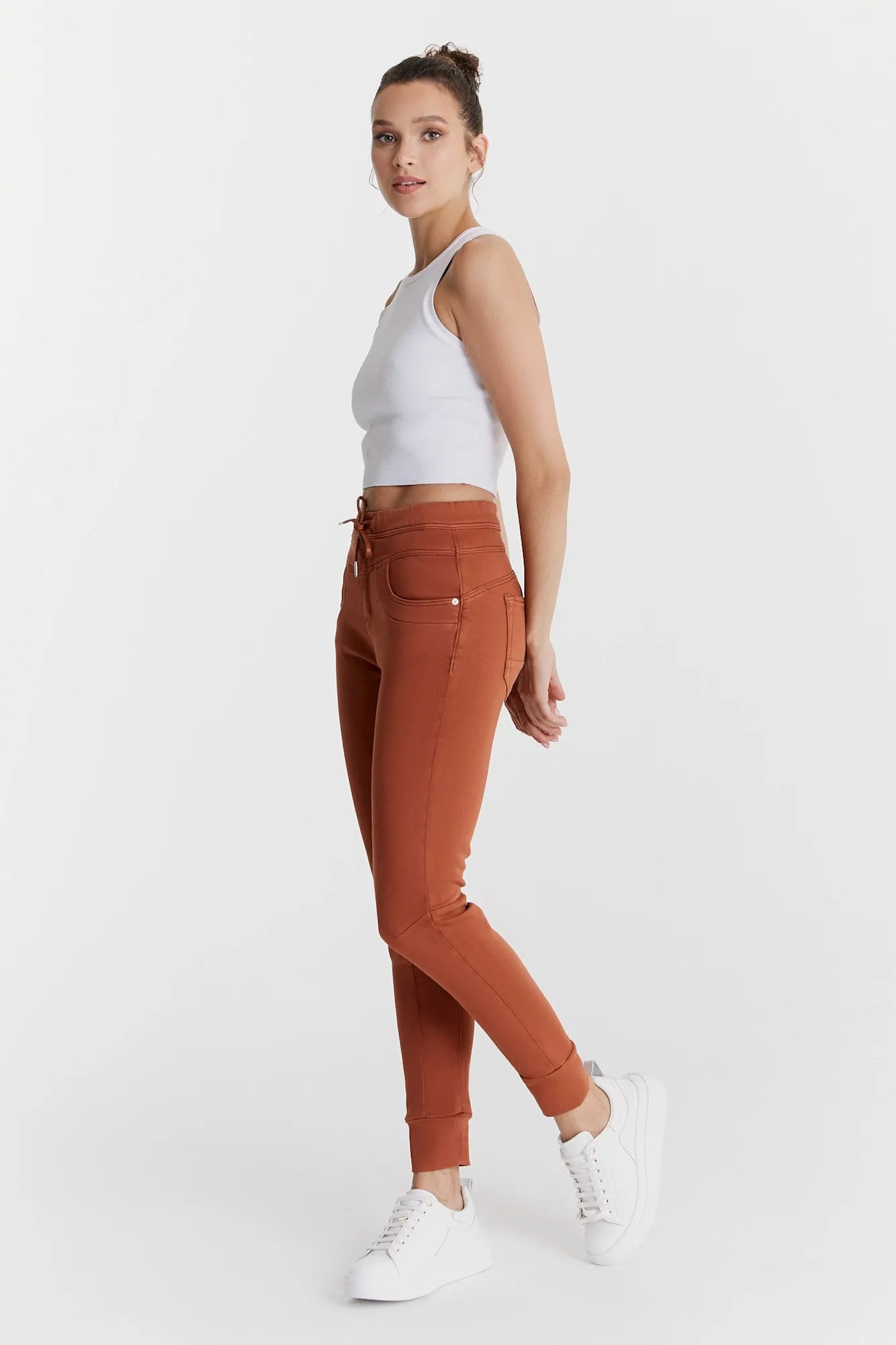 Mila Mid Waist Jogger 5 Pocket Ankle Pants Cinnamon