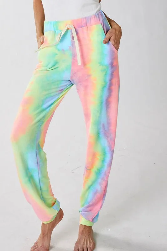 Neon Rainbow Tie Dye Loungewear Set