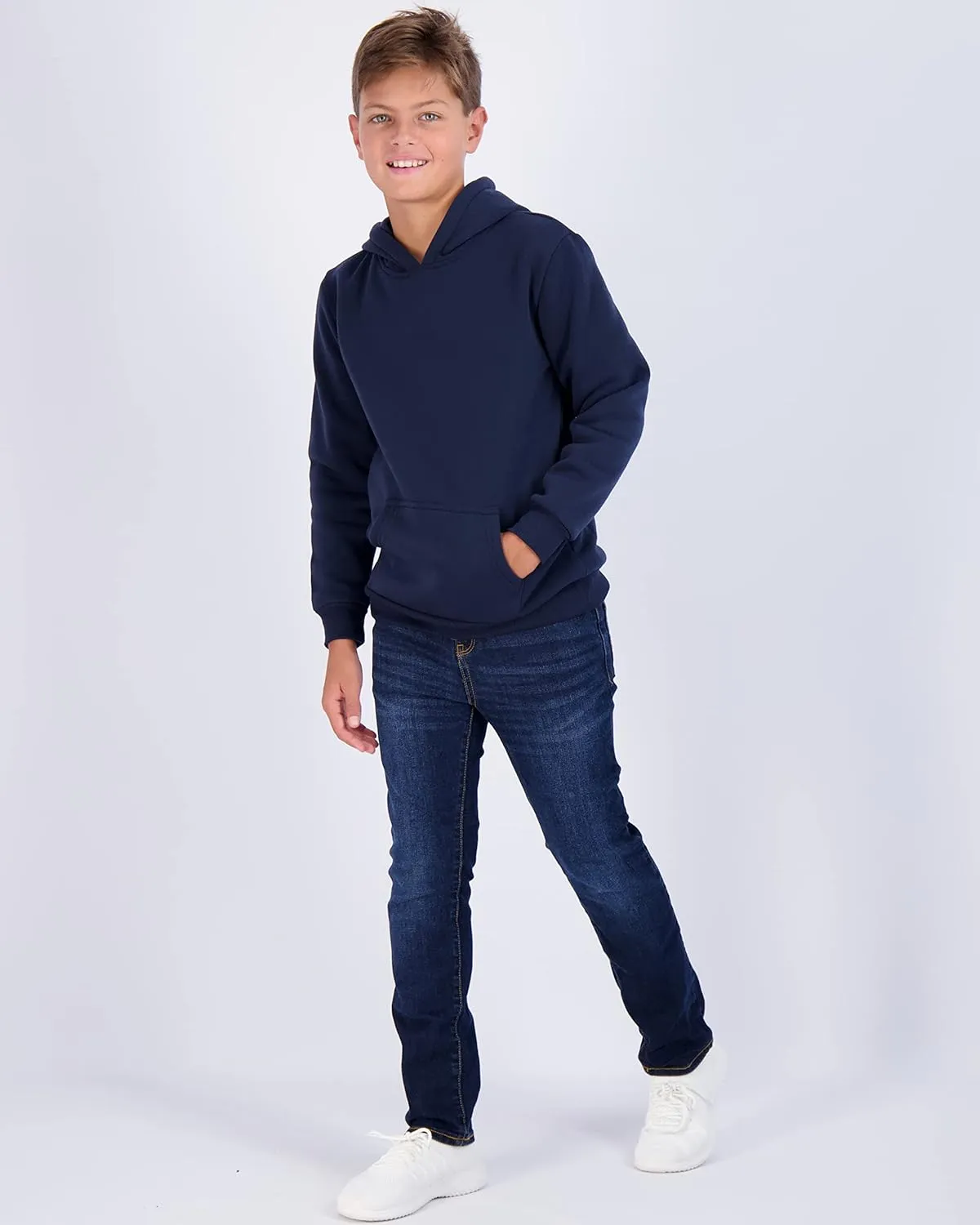 Real Essentials 3 Pack: Youth Fleece Long Sleeve Soft Pullover Hoodie Sweatshirt - Boys & Girls