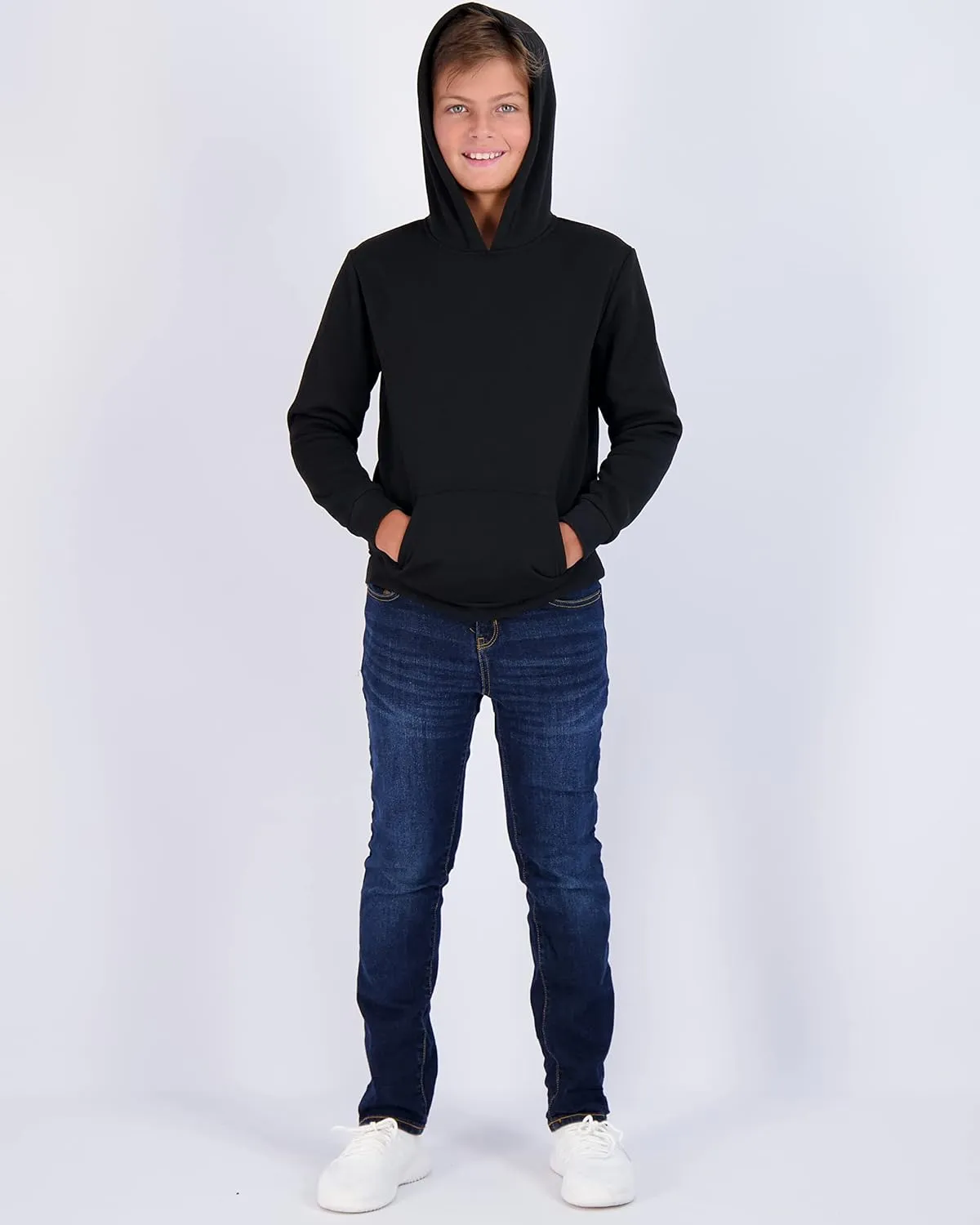 Real Essentials 3 Pack: Youth Fleece Long Sleeve Soft Pullover Hoodie Sweatshirt - Boys & Girls