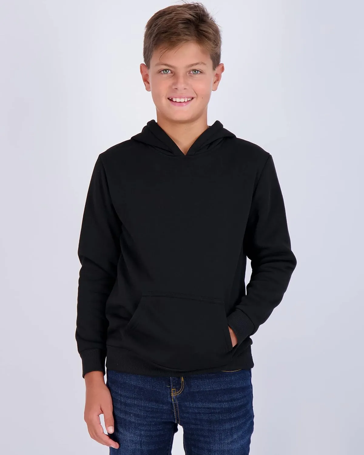 Real Essentials 3 Pack: Youth Fleece Long Sleeve Soft Pullover Hoodie Sweatshirt - Boys & Girls