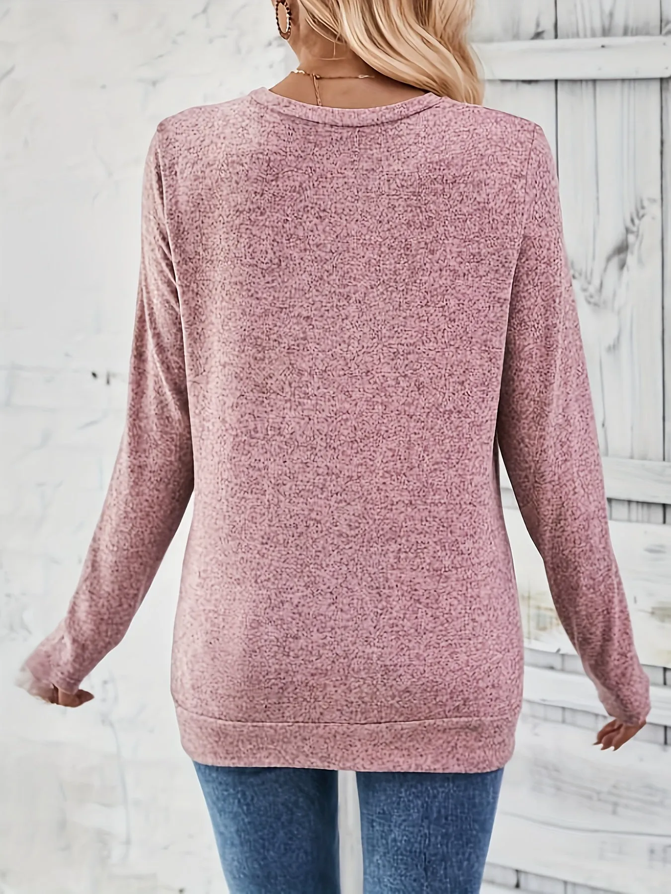 Ruched Button Decor Long Sleeve Top for SpringFall