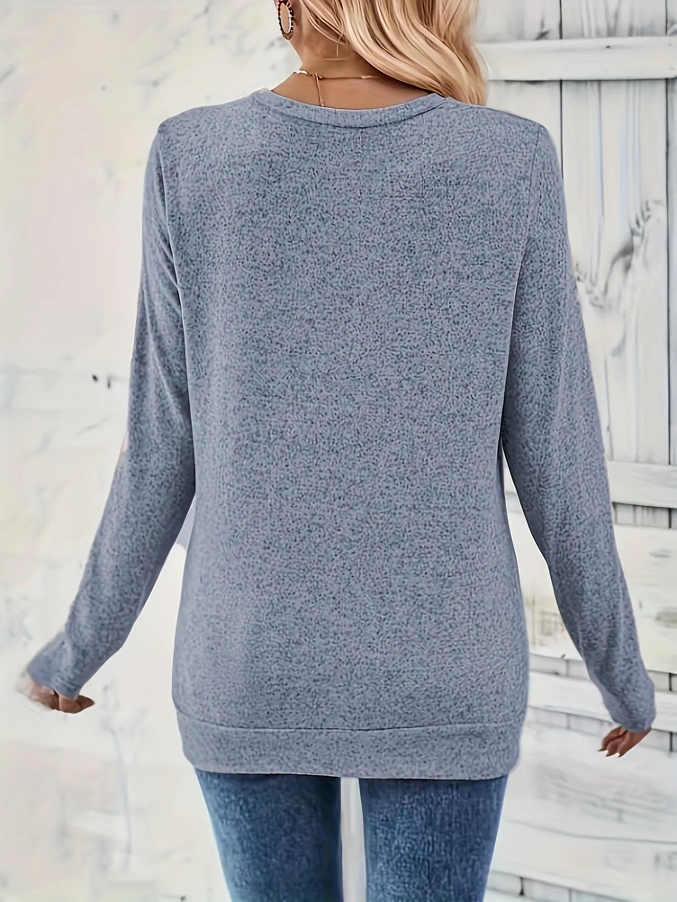 Ruched Button Decor Long Sleeve Top for SpringFall