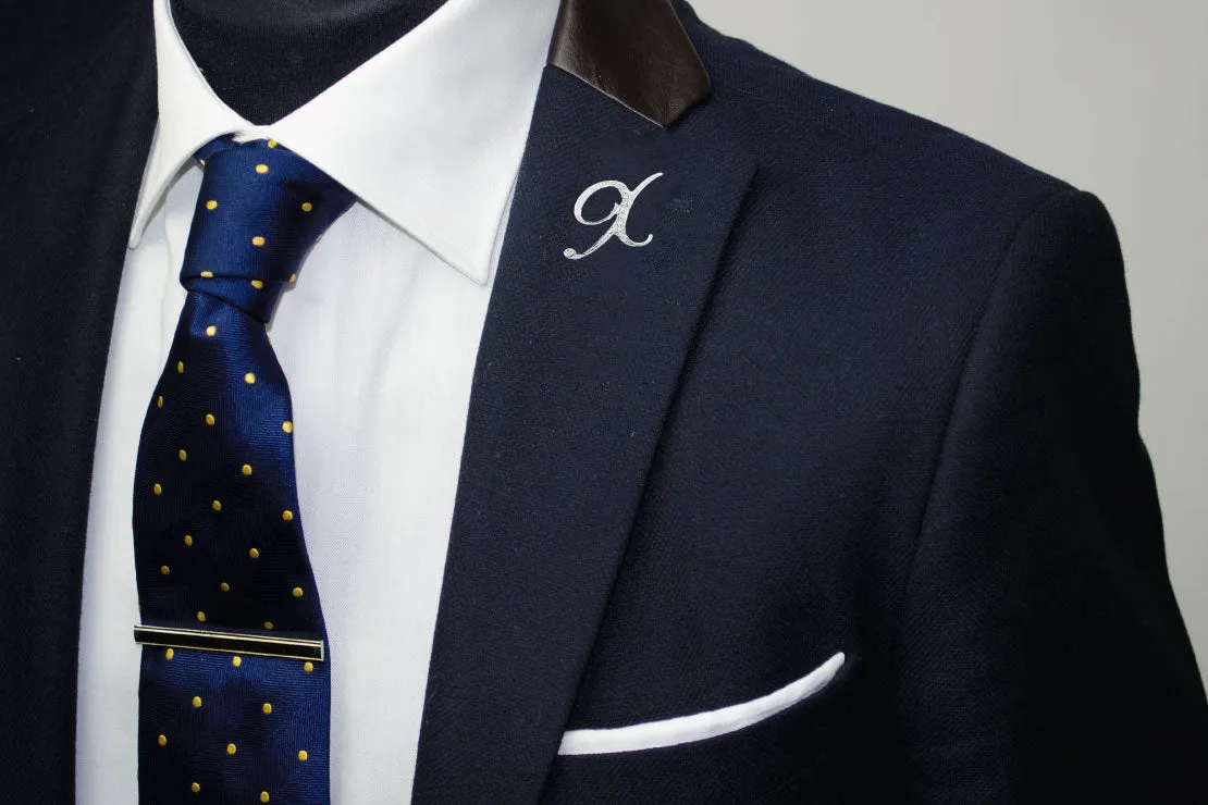 [Silver Initial Letter X] Plated Metal Lapel Pin