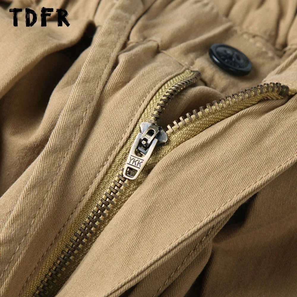 Solid Color Cargo Pants - Amekaji Safari Style - Elastic Waist - Wide Leg Trousers