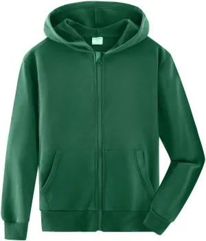 Spring&Gege Youth Solid Classic Hoodies Soft Hooded Full Zip Sweatshirts for Children (3-14 Years)