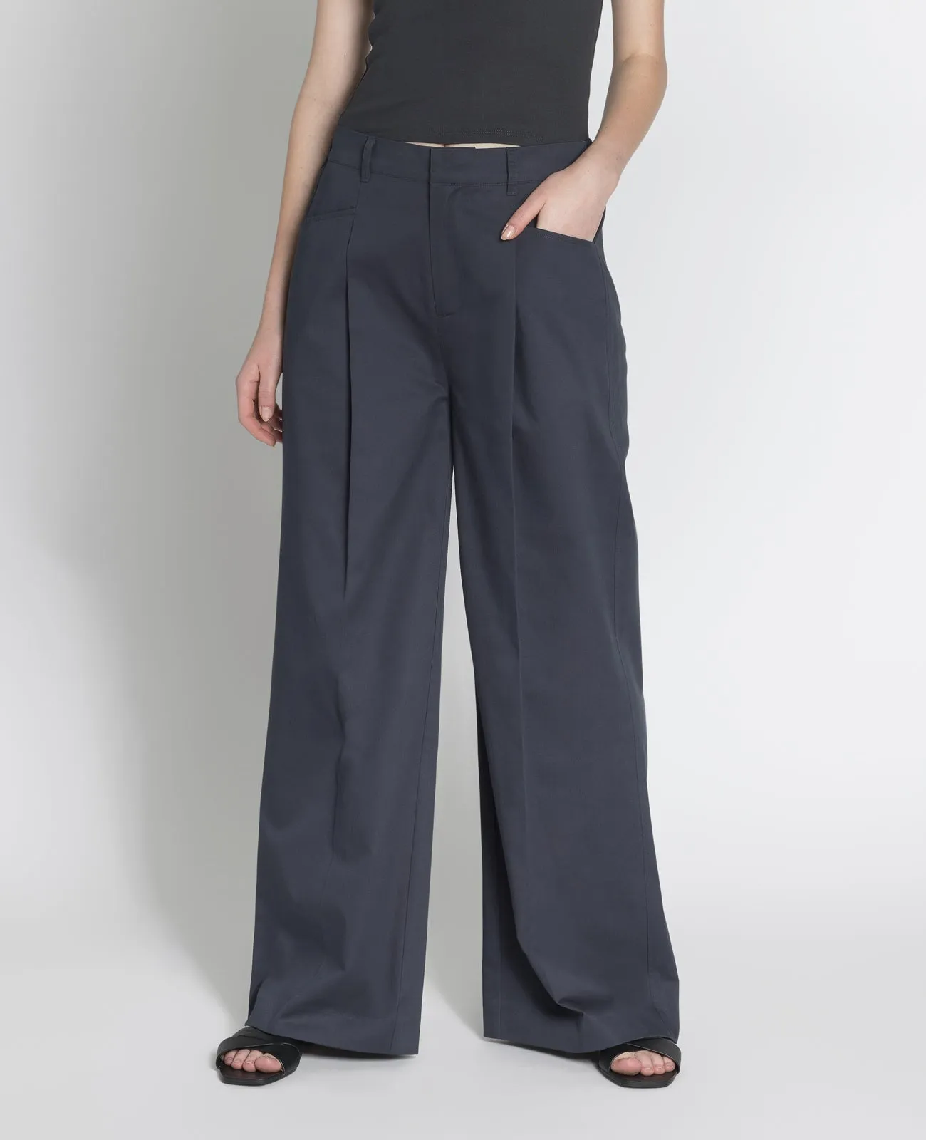 Supima Mid-rise Wide Leg Pants