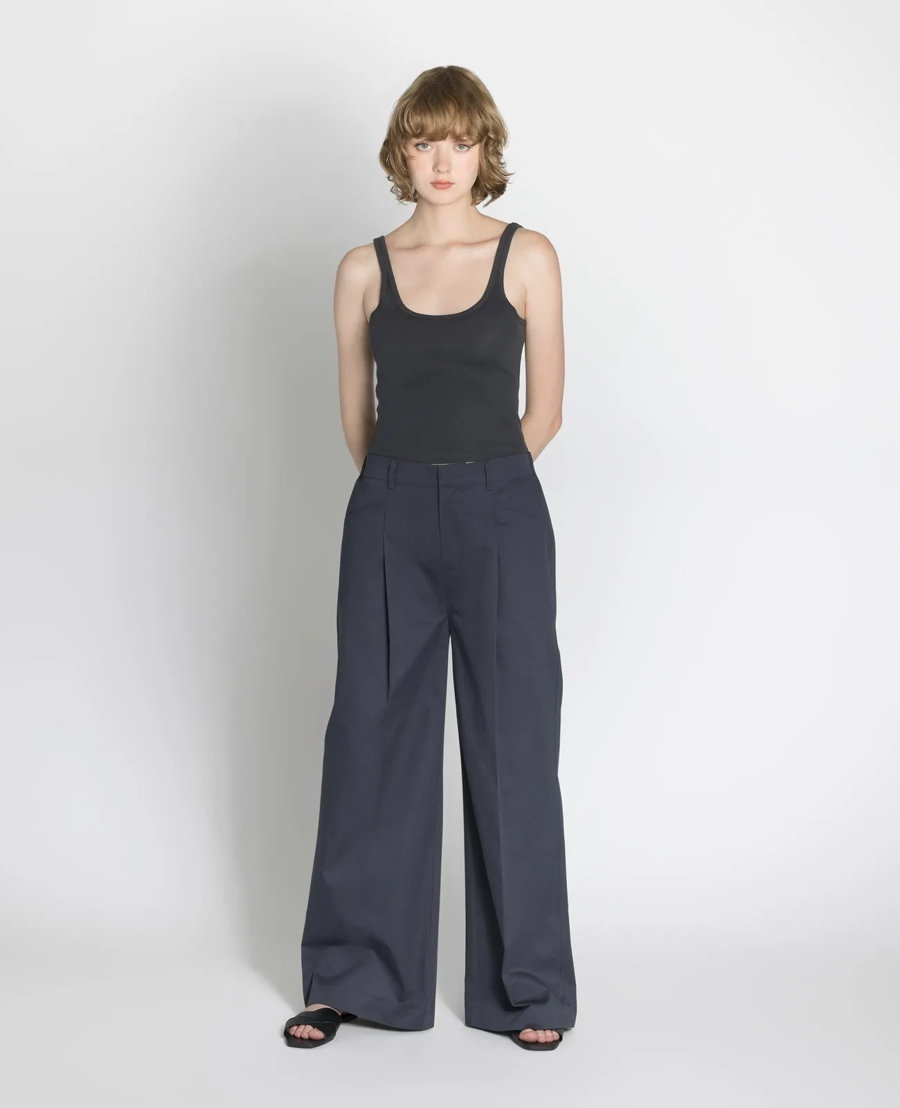 Supima Mid-rise Wide Leg Pants