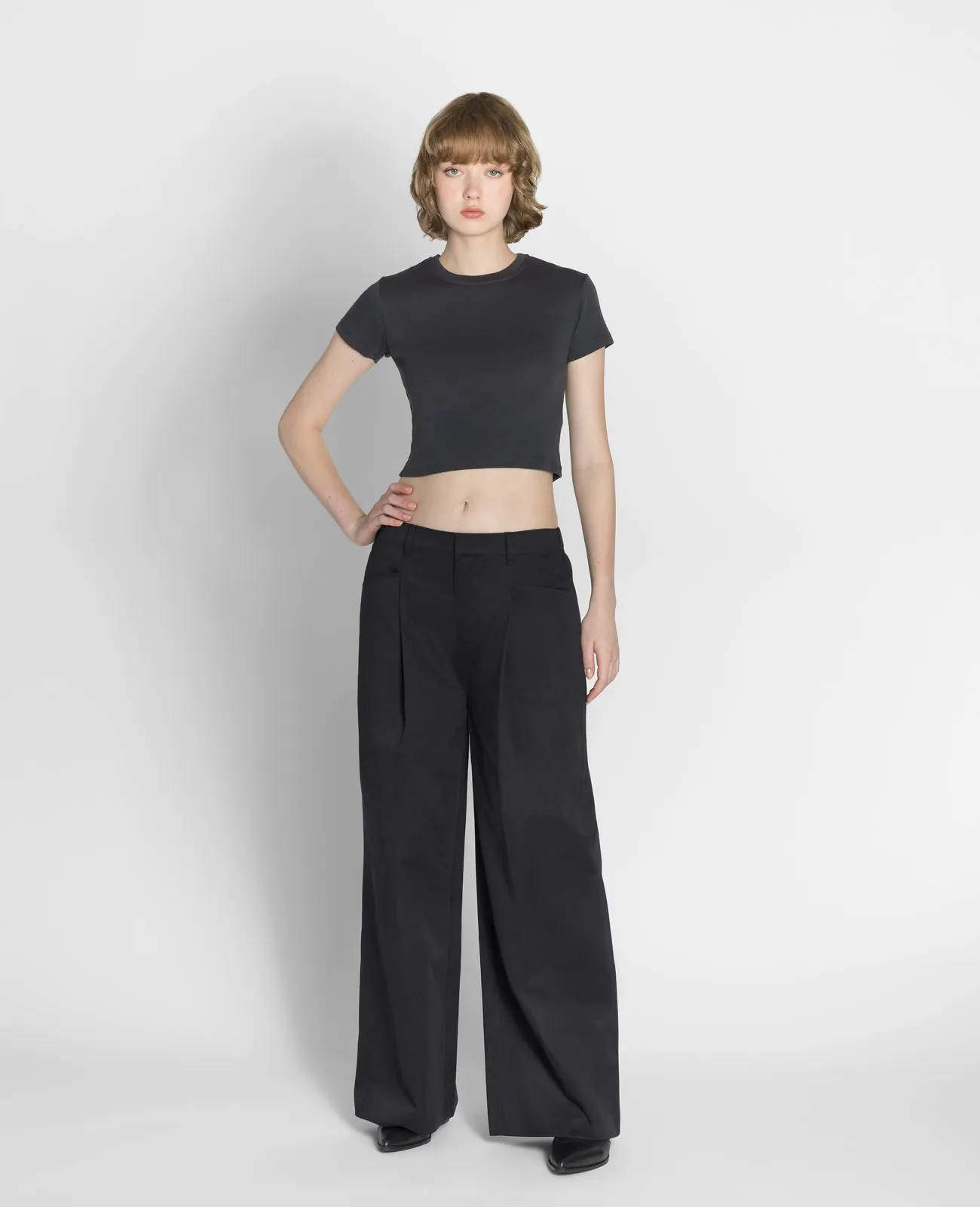 Supima Mid-rise Wide Leg Pants