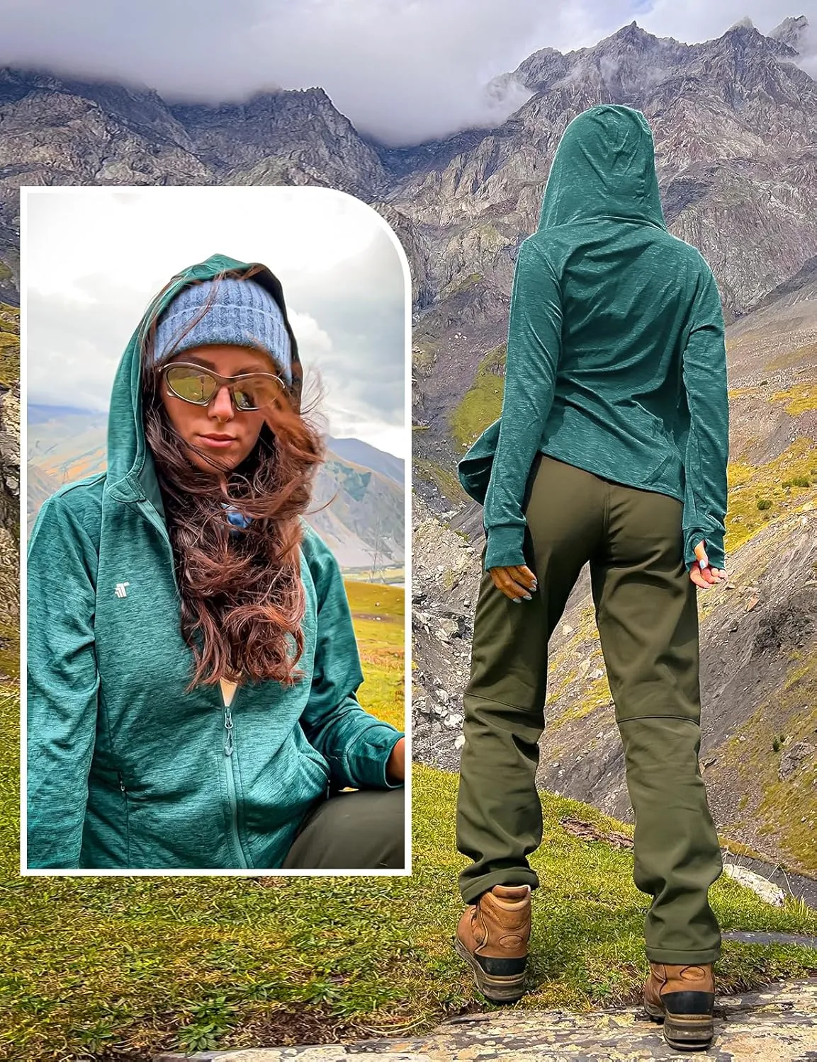 TBMPOY Womens UPF 50  Sun Protection Hoodie Jackets Light Weight Long Sleeve Shirts Hiking Outdoor Full Zip Tops