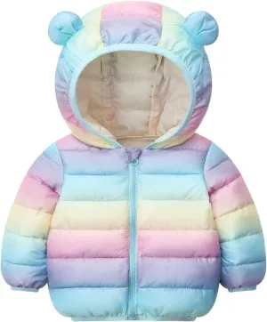 Toddler Baby Boys Girls Puffer Jackets Winter Light Weight Padded Coat Solid Color Warm Cotton Jacket with Hood