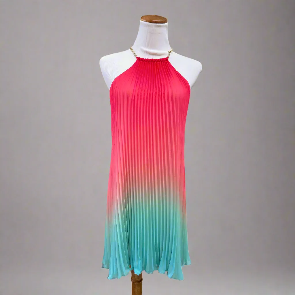 Trina Turk coral & aqua ombre dress, size XS
