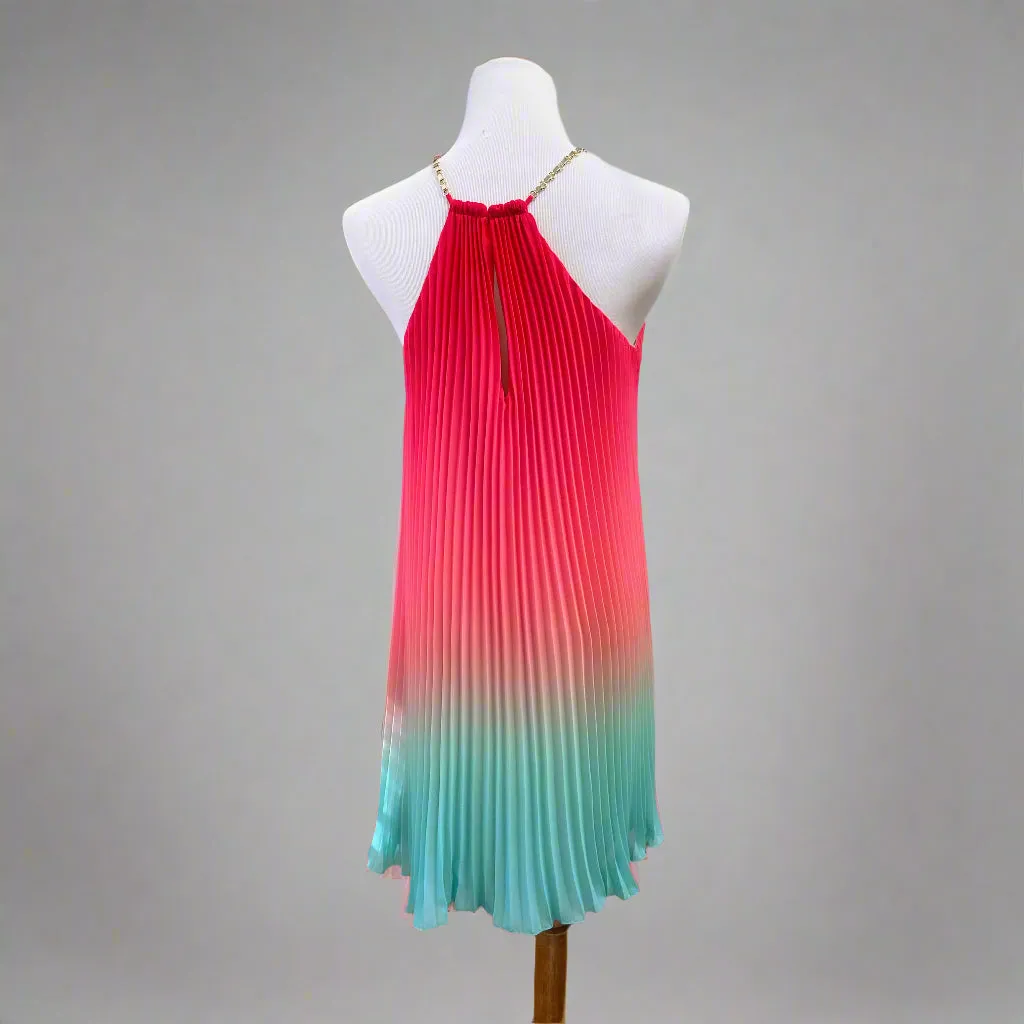 Trina Turk coral & aqua ombre dress, size XS