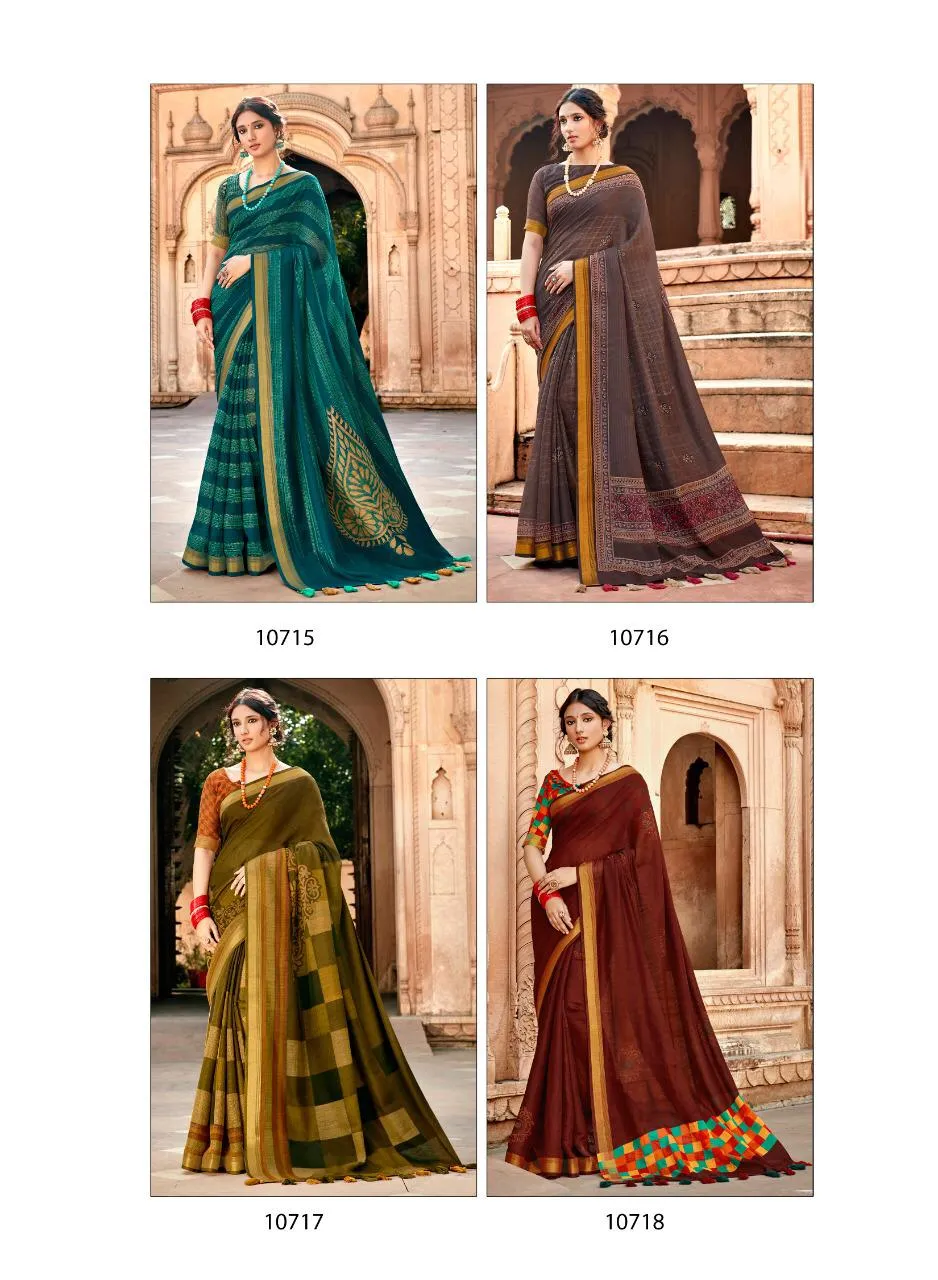 Triveni Presents Sonam Cotton Linen Printed Casual Wear Sarees