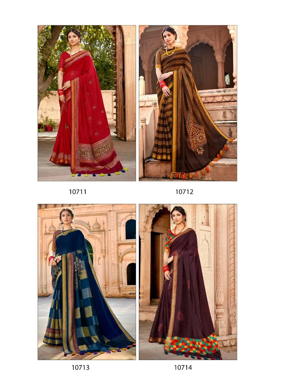 Triveni Presents Sonam Cotton Linen Printed Casual Wear Sarees