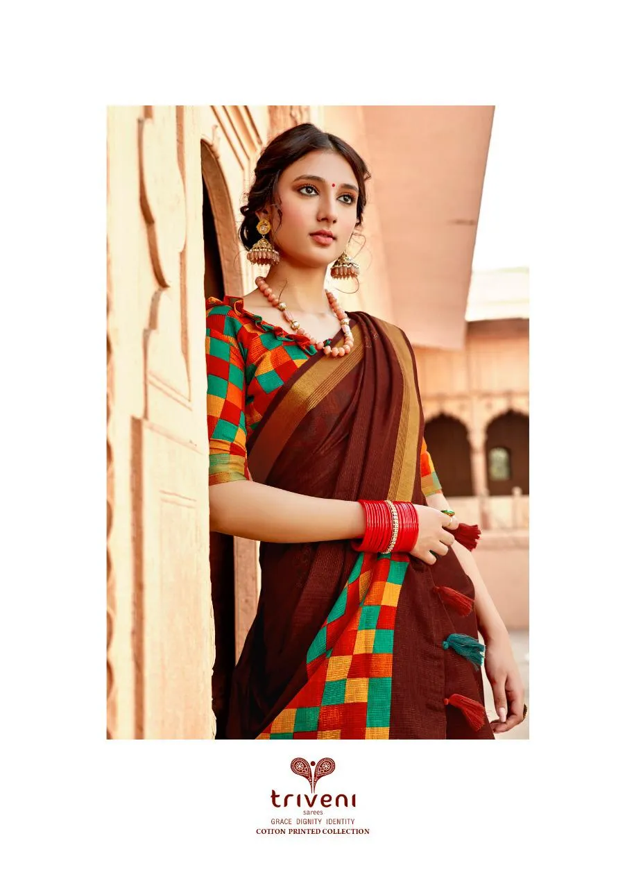 Triveni Presents Sonam Cotton Linen Printed Casual Wear Sarees
