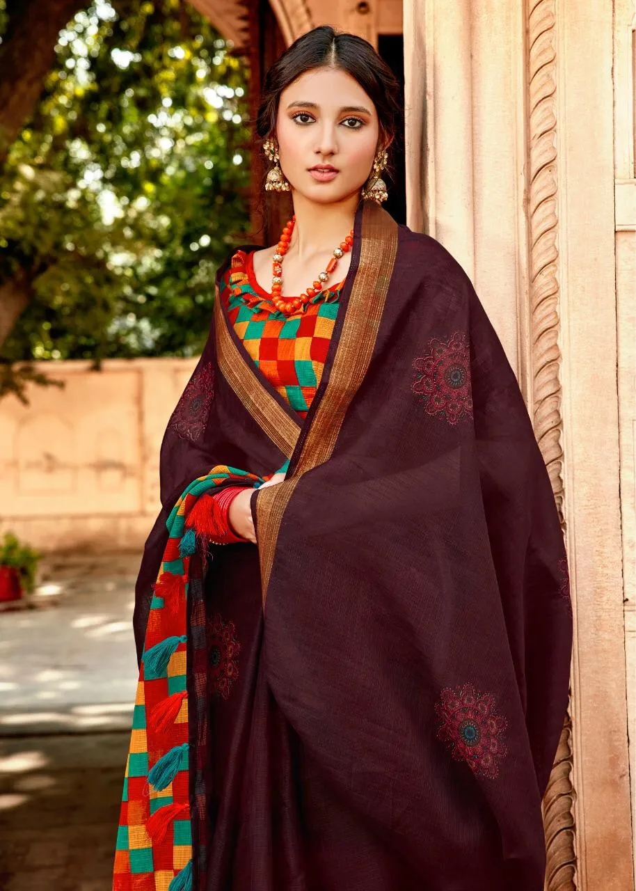 Triveni Presents Sonam Cotton Linen Printed Casual Wear Sarees