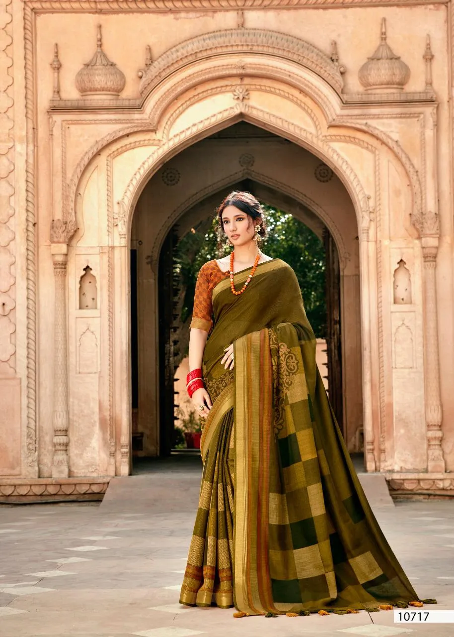 Triveni Presents Sonam Cotton Linen Printed Casual Wear Sarees
