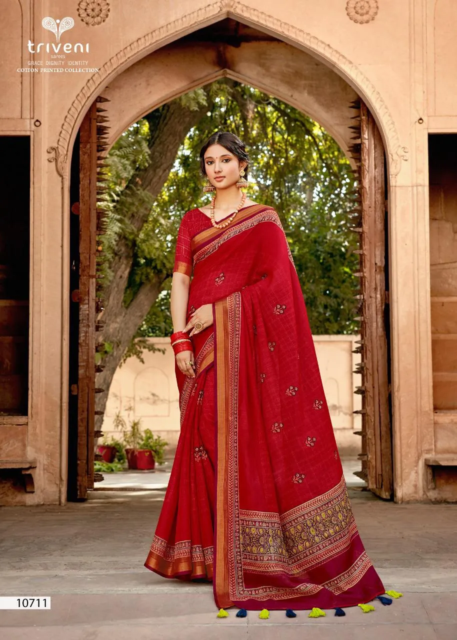 Triveni Presents Sonam Cotton Linen Printed Casual Wear Sarees