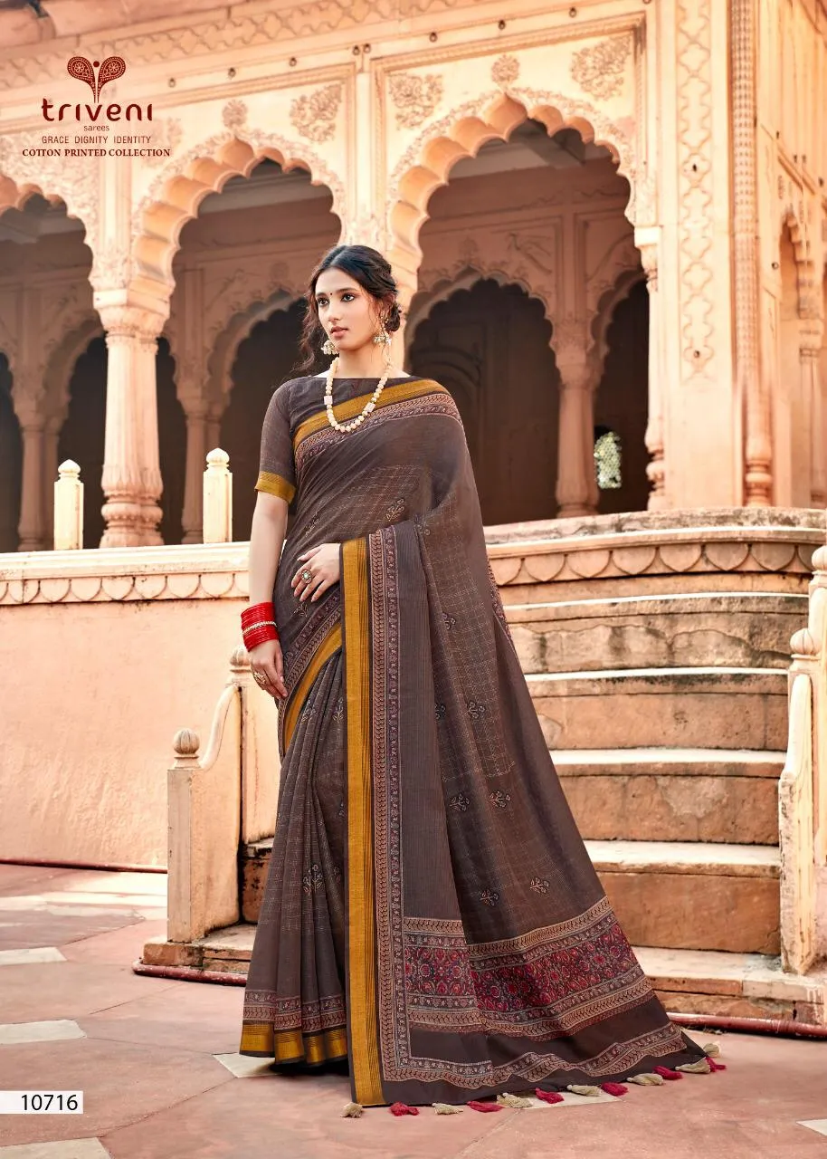 Triveni Presents Sonam Cotton Linen Printed Casual Wear Sarees