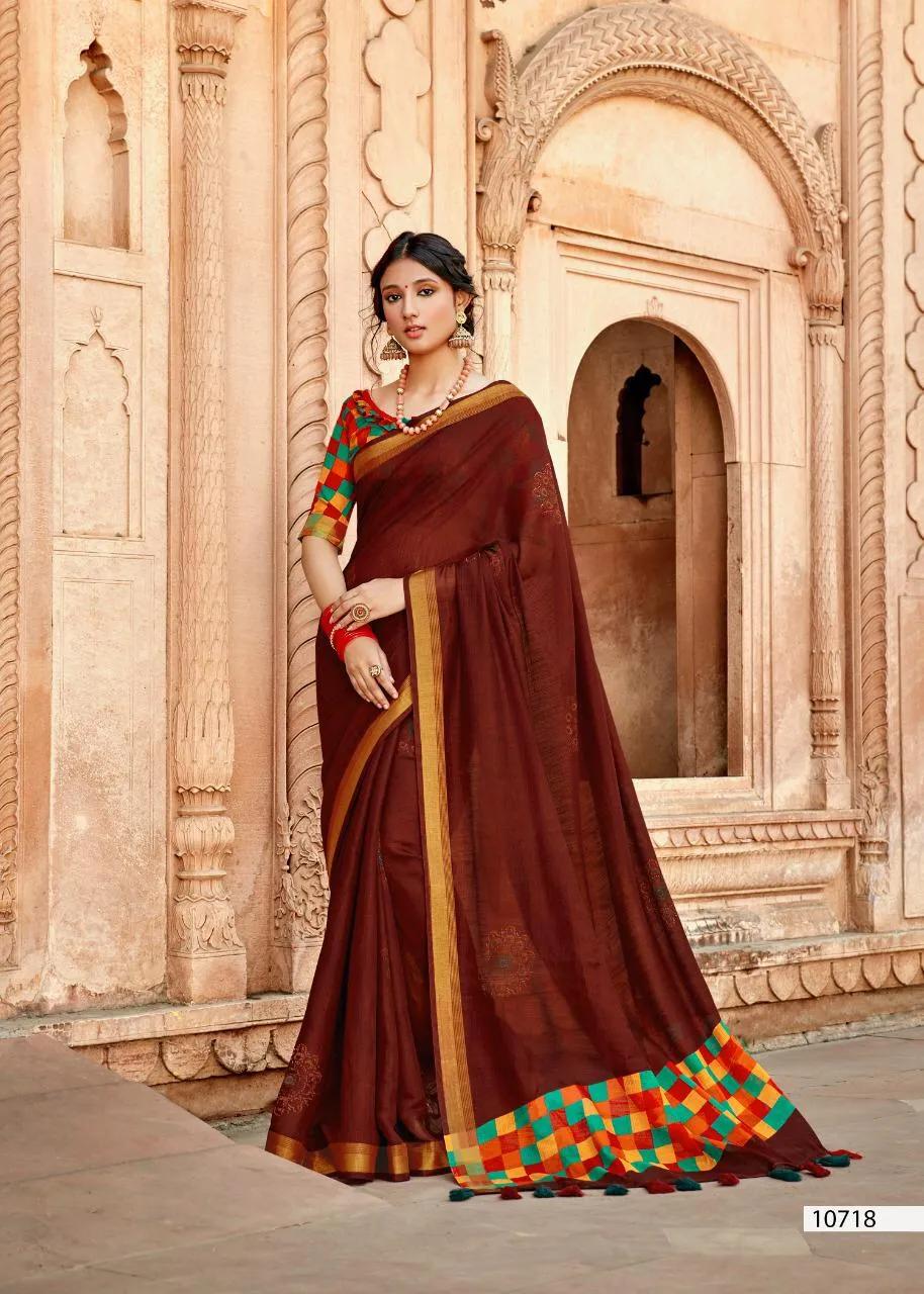 Triveni Presents Sonam Cotton Linen Printed Casual Wear Sarees