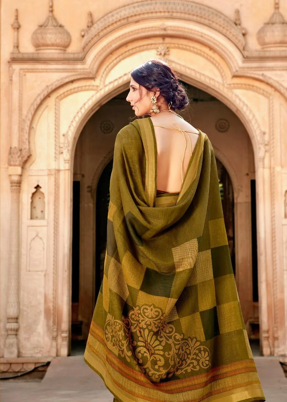 Triveni Presents Sonam Cotton Linen Printed Casual Wear Sarees