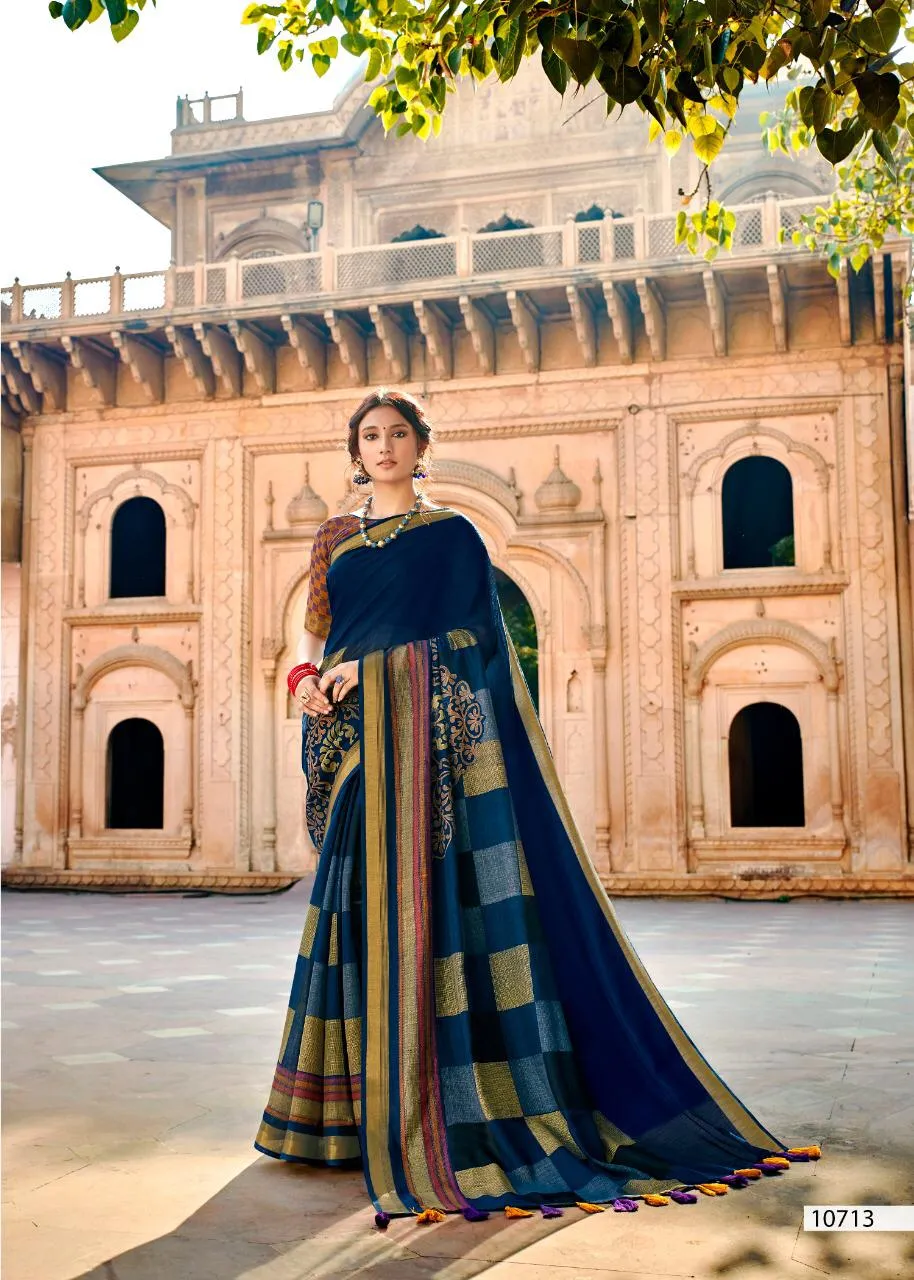 Triveni Presents Sonam Cotton Linen Printed Casual Wear Sarees