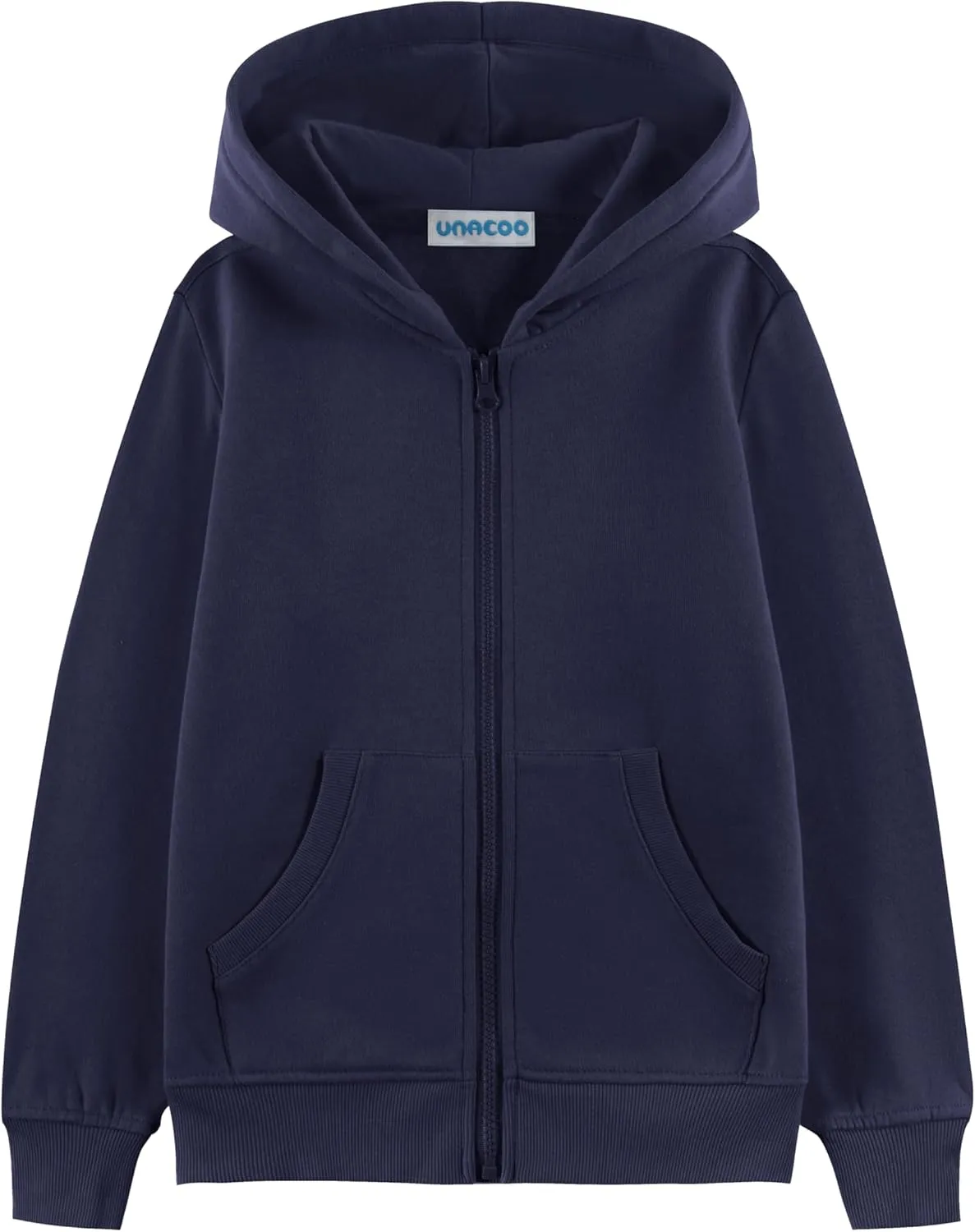 UNACOO Boys & Girls Zip Up Hoodie Soft Fleece Sweatshirt with Pocket Kids Hoodies for for Toddler Zipper Hoodies Jacket(Navy, XL(11-12 Years))