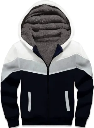 V VALANCH Boys Hoodie Full Zip Up Fleece Kids Sherpa Lined Sweatshirt Winter Soft Warm Jacket