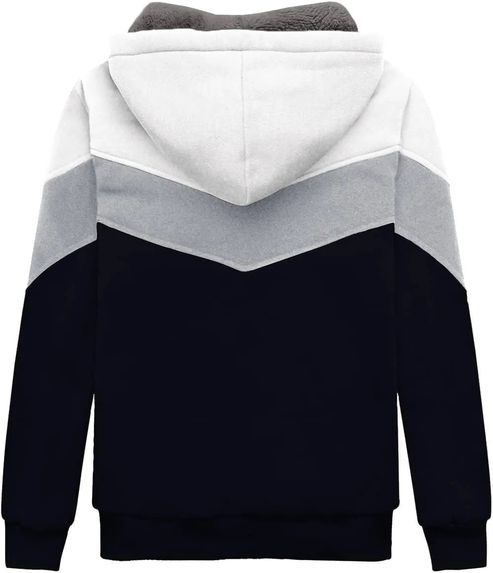 V VALANCH Boys Hoodie Full Zip Up Fleece Kids Sherpa Lined Sweatshirt Winter Soft Warm Jacket