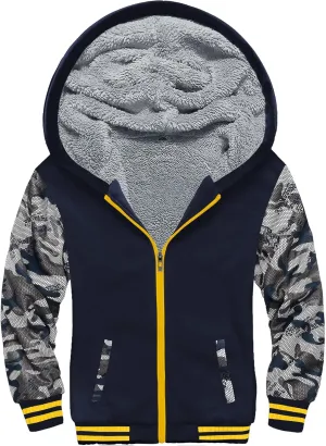V VALANCH Boys Hoodie Full Zip Up Fleece Kids Sherpa Lined Sweatshirt Winter Soft Warm Jacket