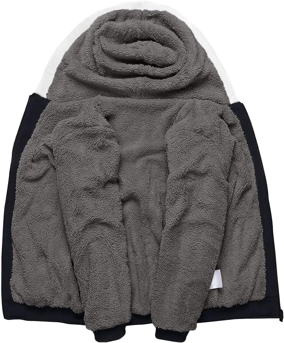 V VALANCH Boys Hoodie Full Zip Up Fleece Kids Sherpa Lined Sweatshirt Winter Soft Warm Jacket