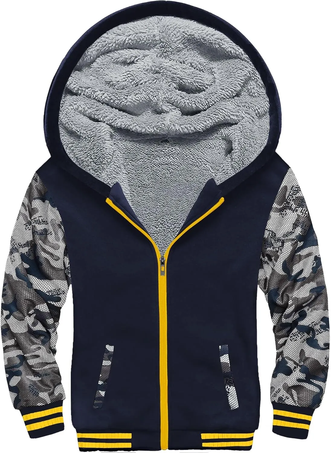 V VALANCH Boys Hoodie Full Zip Up Fleece Kids Sherpa Lined Sweatshirt Winter Soft Warm Jacket