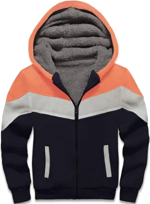 V VALANCH Boys Hoodie Full Zip Up Fleece Kids Sherpa Lined Sweatshirt Winter Soft Warm Jacket